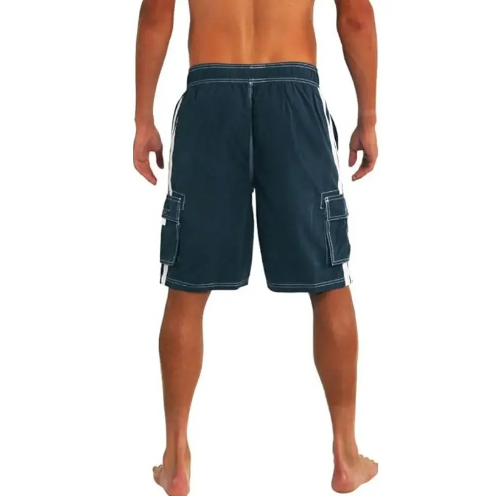 Kanu Surf Men's Board Shorts Cargo Swim Trunks Blue White Size XL